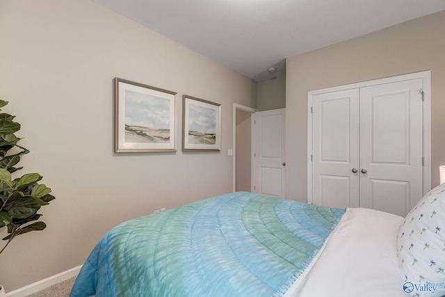 bedroom featuring carpet floors and a closet