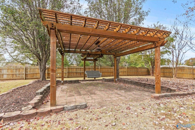 view of patio / terrace featuring a pergola