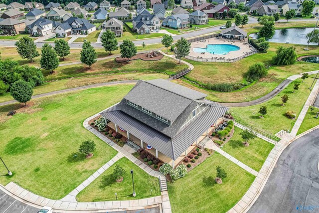 1117 Pegasus Dr NW, Huntsville, AL 35806 - aerial perspective of suburban area featuring a pool and a nearby body of water