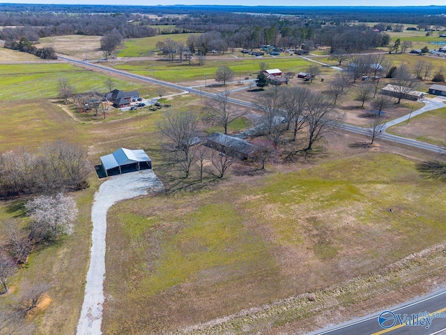 bird's eye view featuring a rural view