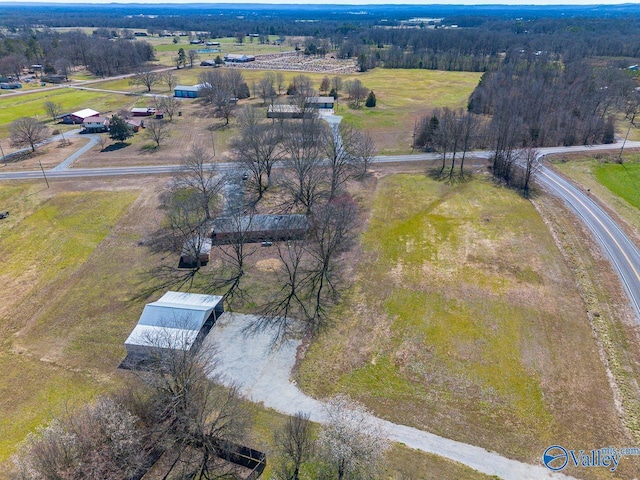 bird's eye view featuring a rural view