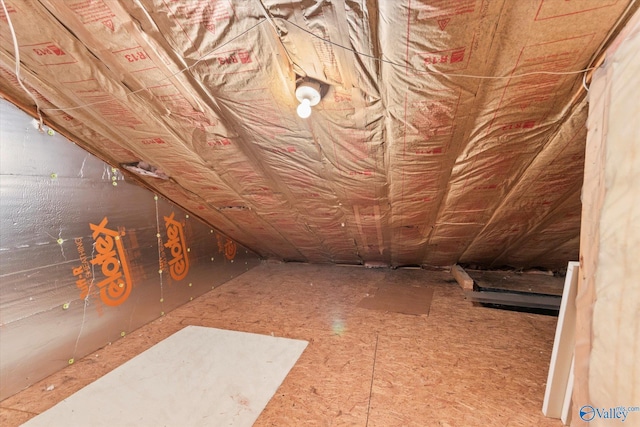 view of unfinished attic