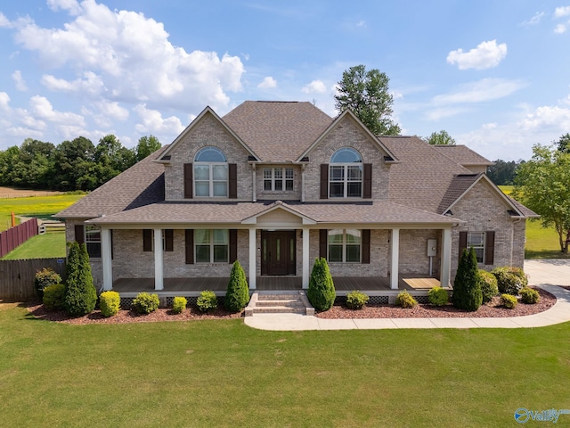 14690 Birchbark St, Athens, AL 35613 - view of front of home featuring fence, a shingled roof, a porch, and a front yard