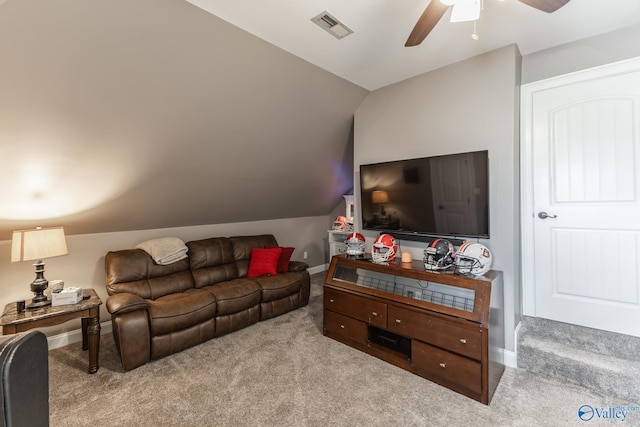14690 Birchbark St, Athens, AL 35613 - living area with carpet flooring, ceiling fan, and visible vents