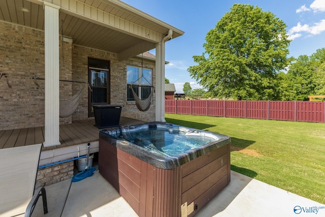 14690 Birchbark St, Athens, AL 35613 - view of patio featuring fence and a hot tub