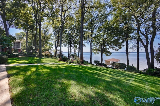 view of yard featuring a water view