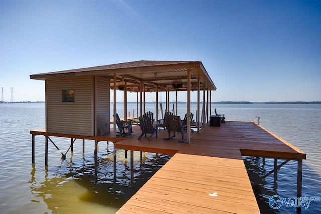 view of dock featuring a water view