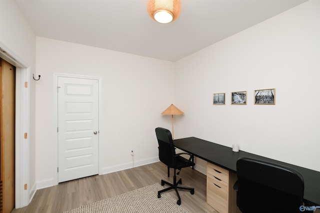 home office featuring light wood-type flooring