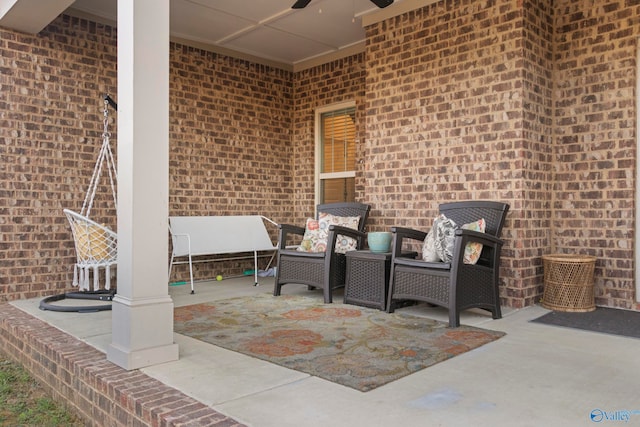 view of patio / terrace with a ceiling fan