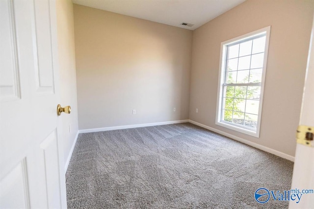 carpeted spare room featuring plenty of natural light