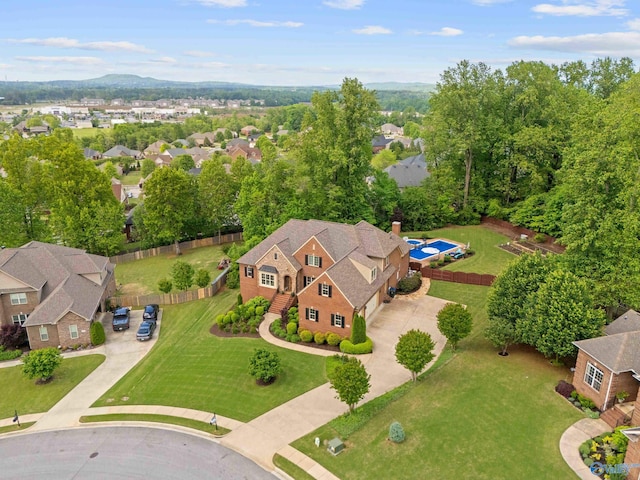 drone / aerial view with a residential view
