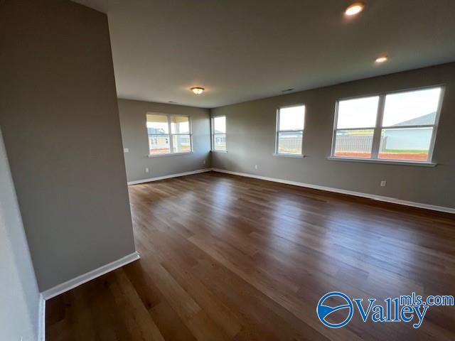 unfurnished room featuring dark wood-type flooring