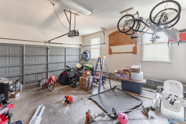 garage with a garage door opener