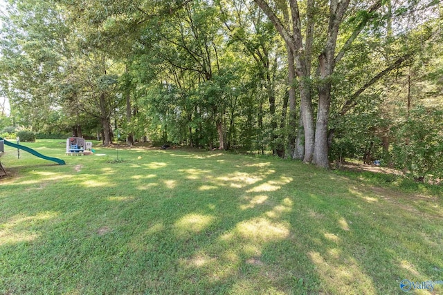 view of yard with a playground