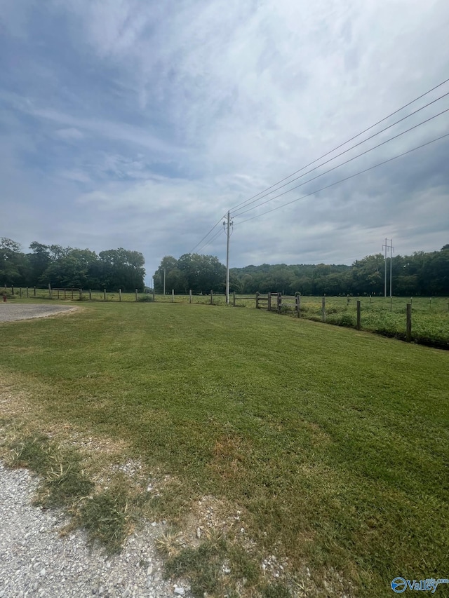 view of yard with a rural view