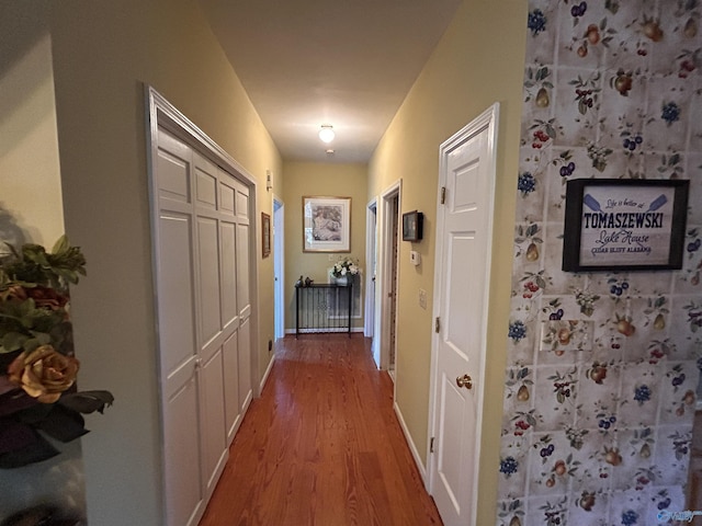 hallway featuring light wood-type flooring