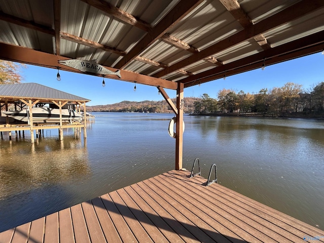 dock area featuring a water view