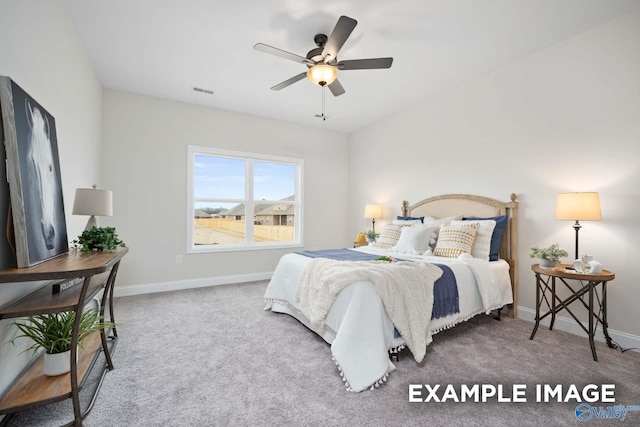 2652 Ajs Arbor Dr NW, Huntsville, AL 35810 - carpeted bedroom with visible vents, baseboards, and ceiling fan
