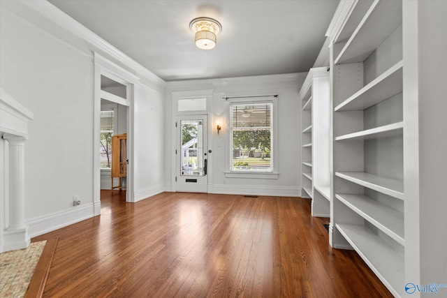 interior space with dark hardwood / wood-style flooring