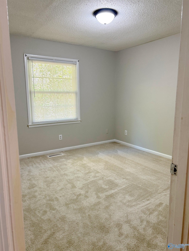 carpeted spare room featuring a textured ceiling