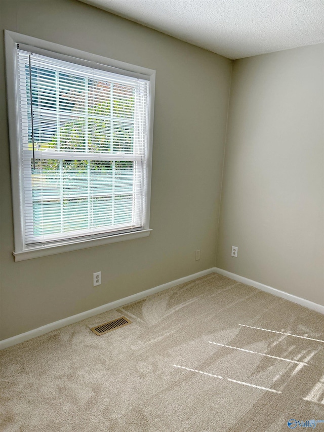 carpeted spare room featuring a textured ceiling