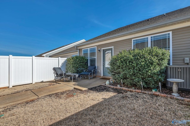 exterior space featuring central AC and a patio area