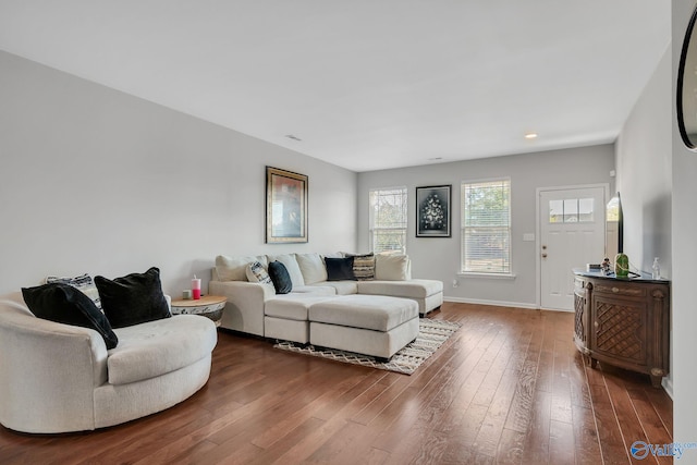 living room with hardwood / wood-style flooring