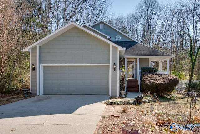 view of front of property with a garage