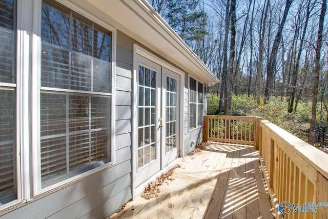 wooden deck with french doors