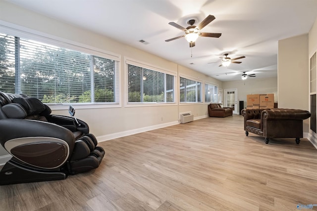 living room with light wood-type flooring