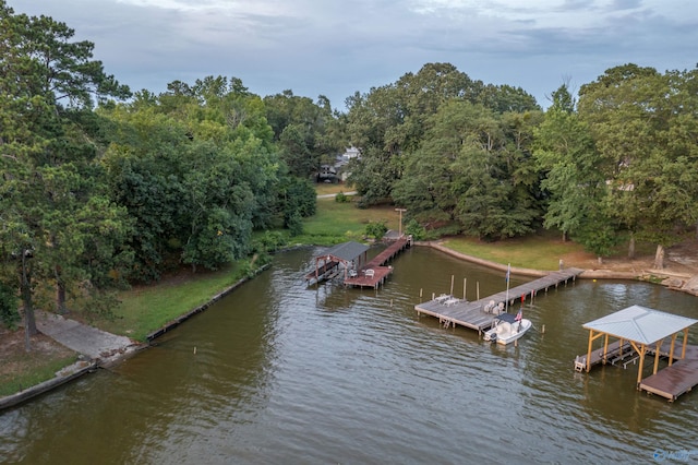 view of dock featuring a water view