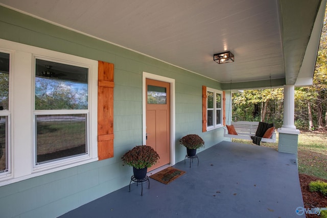 view of patio featuring a porch