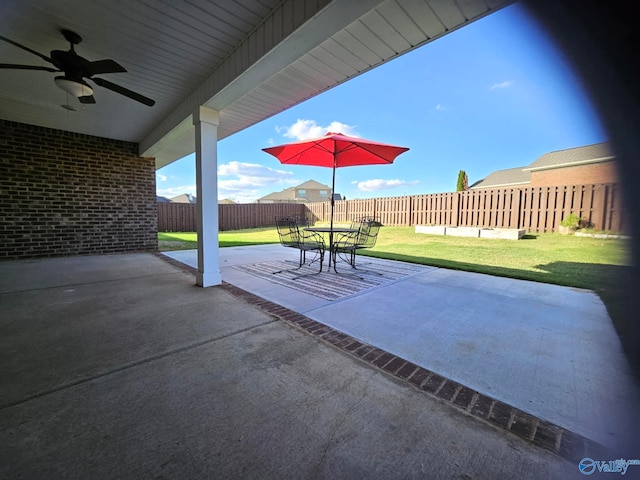 view of patio / terrace with ceiling fan