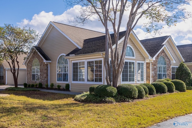 view of property exterior with a lawn