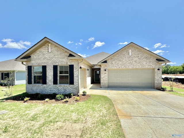 211 Shangrila Way, Meridianville, AL 35759 - ranch-style home with a garage, concrete driveway, brick siding, and a front lawn