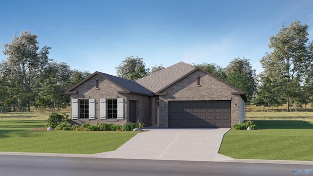 211 Shangrila Way, Meridianville, AL 35759 - view of front of home featuring a front lawn, a garage, brick siding, and driveway