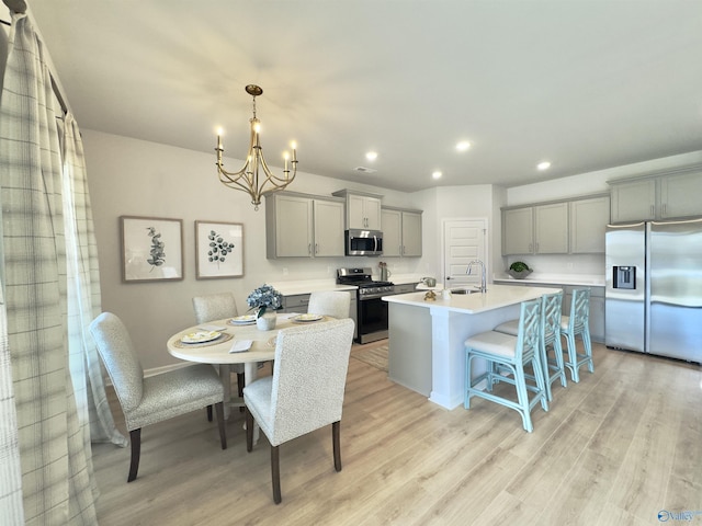 211 Shangrila Way, Meridianville, AL 35759 - dining space with a chandelier, light wood-type flooring, recessed lighting, and baseboards