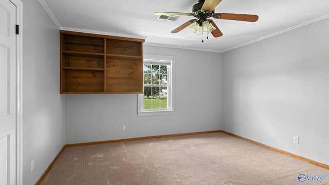 919 Colquitt Rd, Gadsden, AL 35903 - carpeted empty room featuring a ceiling fan and ornamental molding