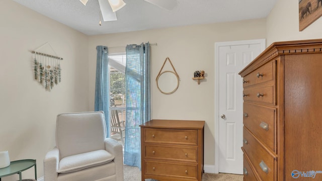 121 Oakline Dr, Madison, AL 35757 - sitting room featuring light carpet, a ceiling fan, and baseboards