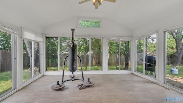 121 Oakline Dr, Madison, AL 35757 - unfurnished sunroom featuring vaulted ceiling, healthy amount of natural light, and wood finished floors