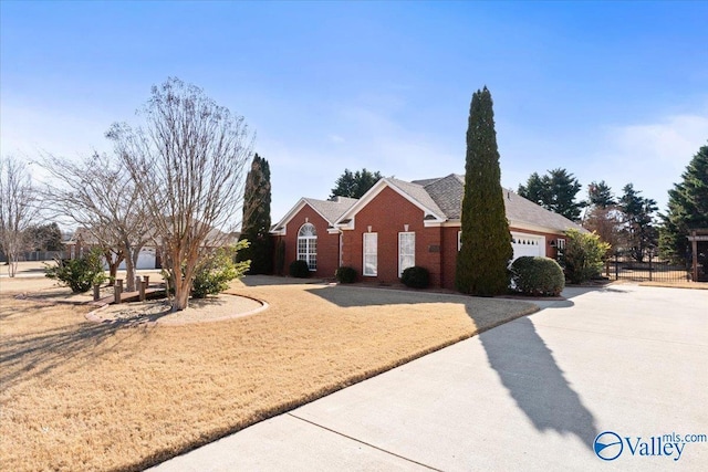 single story home with a garage