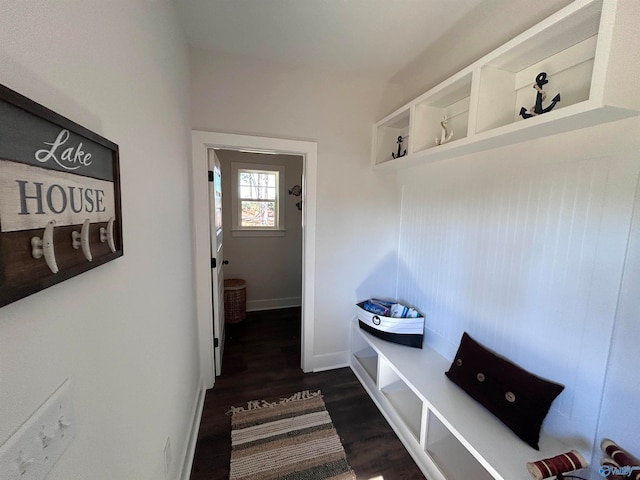 mudroom with dark hardwood / wood-style flooring