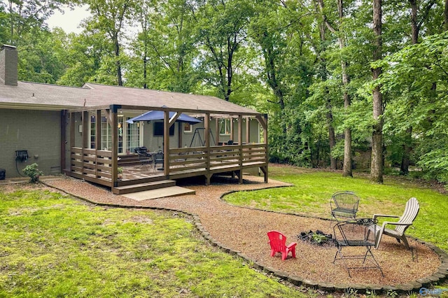 3103 Burningtree Mountain Rd, Decatur, AL 35603 - view of grassy yard featuring a deck