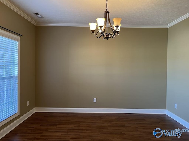 unfurnished room featuring ornamental molding, dark wood-style flooring, and baseboards