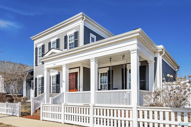 greek revival inspired property with a porch