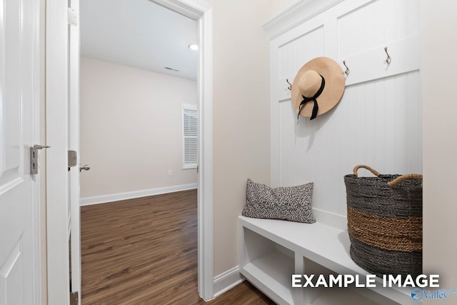 122 Burdine St, New Market, AL 35761 - mudroom with baseboards, visible vents, and dark wood-type flooring