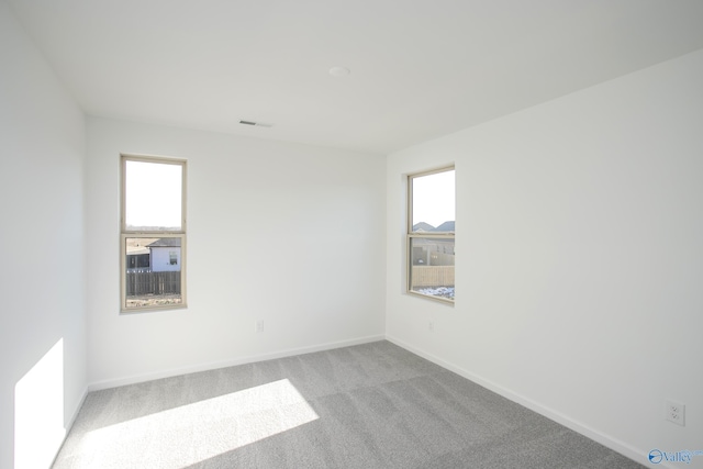 unfurnished room featuring light carpet and a wealth of natural light