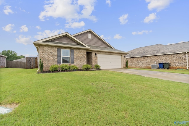 117 Hank Ct, Hazel Green, AL 35750 - ranch-style home with concrete driveway, a garage, and brick siding