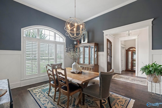 155 Holbrook Dr, Huntsville, AL 35806 - dining space with a chandelier, healthy amount of natural light, crown molding, wainscoting, and a decorative wall
