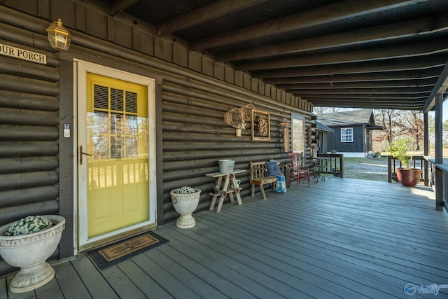 deck featuring a porch